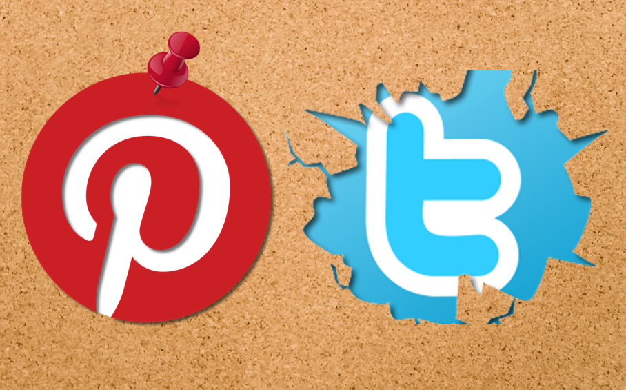 Pinterest And Twitter Logos On Pinboard